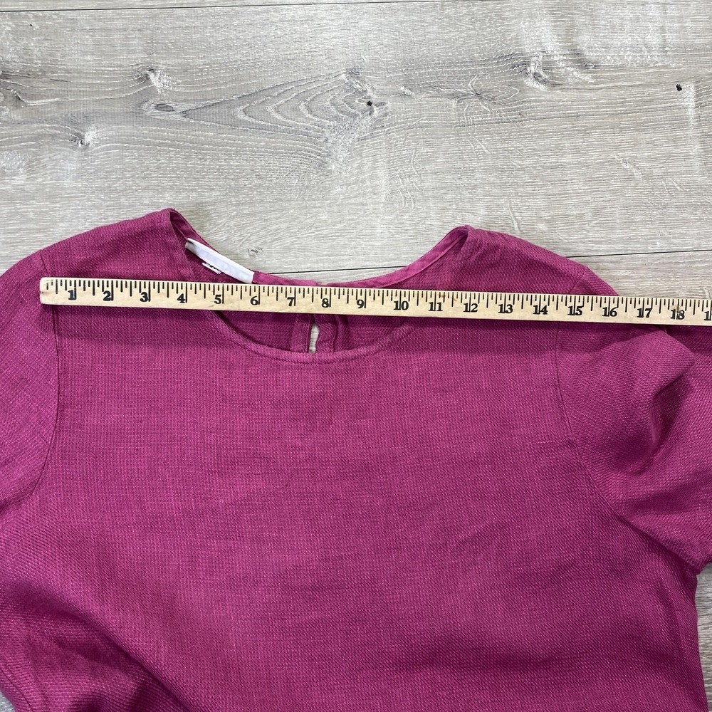 Bryn Walker Tunic Top Womens XS Magenta Linen 3/4 Sleeve A-Line Made USA Keyhole - Picture 12 of 15